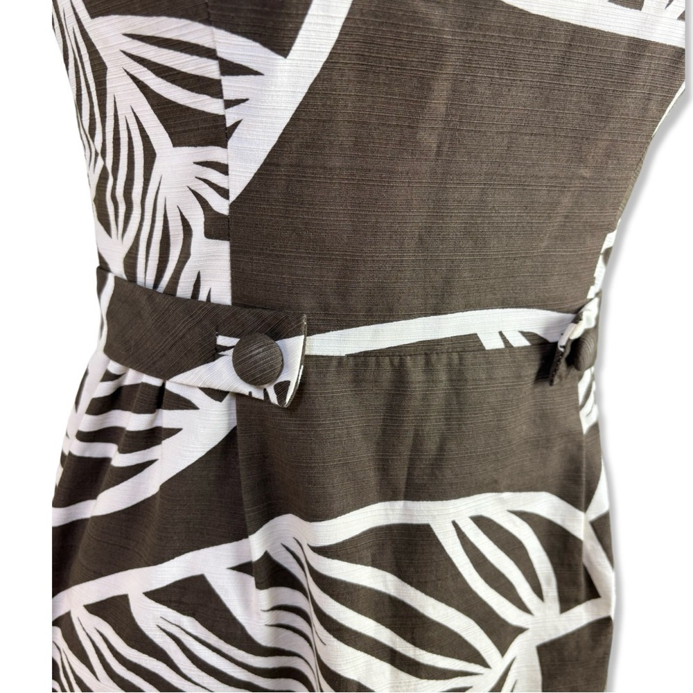 ⭐️ANTHROPOLOGIE Tabitha Palm Leaf Floral Sheath Dress Brown Cotton Tropical - Picture 3 of 6